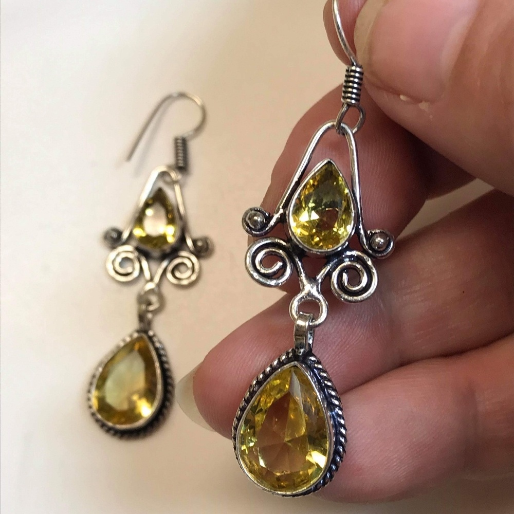 New! Brazilian Citrine .925 Chandelier + Gift